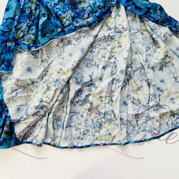 FOR LOVE & LEMONS Astor Floral Print Midi Dress In Blue NWT - Picture 7 of 10